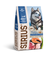 Сухой корм Sirius для взрослых собак с высокой активностью, 3 вида мяса