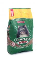 Древесный наполнитель Сибирская Кошка для кошачьего туалета "Лесной"
