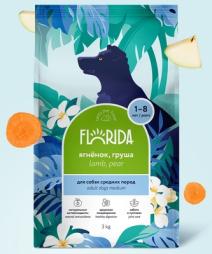 Сухой корм FLORIDA для собак средних пород, с ягненком и грушей