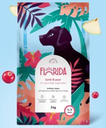 Сухой корм FLORIDA для взрослых собак крупных пород, с ягненком и грушей