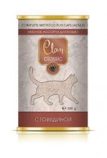 Консервы Clan CLASSIC для кошек "Мясное ассорти с говядиной" 340 г
