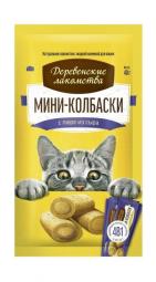 Мини-колбаски Деревенские Лакомства для кошек с пюре из сыра 4*10гр