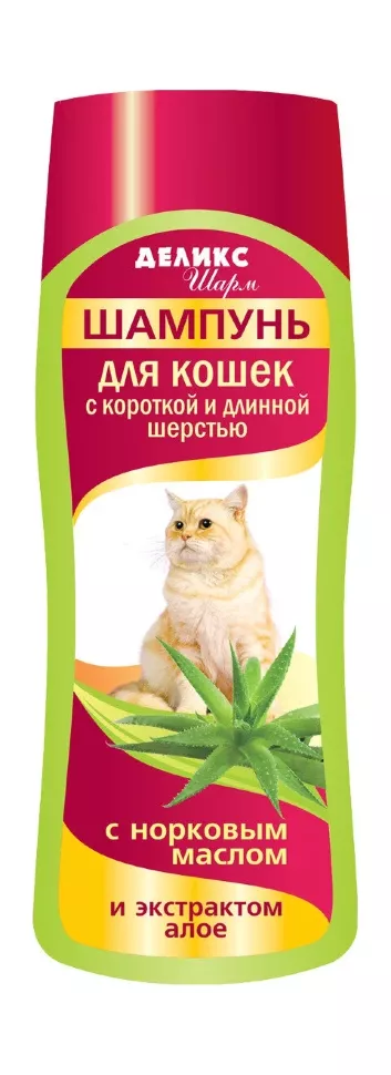 Шампунь с норковым маслом и алоэ Деликс Шарм для кошек с короткой и длинной шерстью, 250 мл