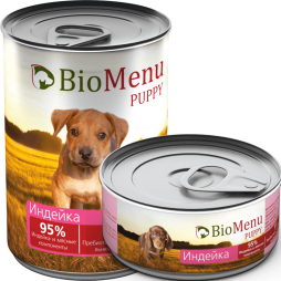Консервы BioMenu для щенков с индейкой