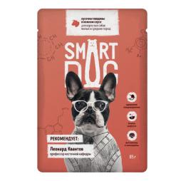 Паучи Smart Dog для взрослых собак малых и средних пород, говядина в соусе, 85 гр